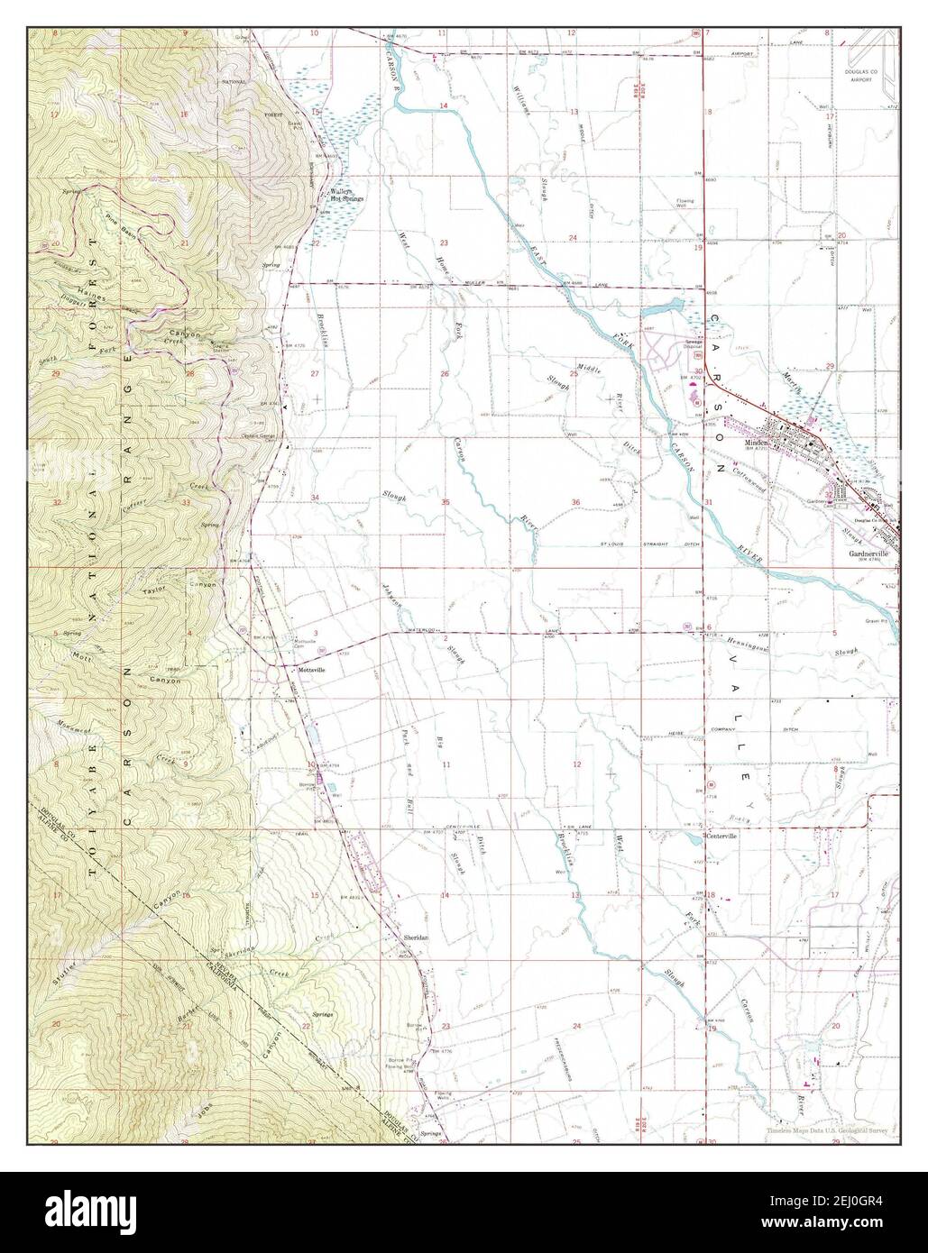 Minden, Nevada, map 1968, 1:24000, United States of America by Timeless Maps, data U.S. Geological Survey Stock Photo