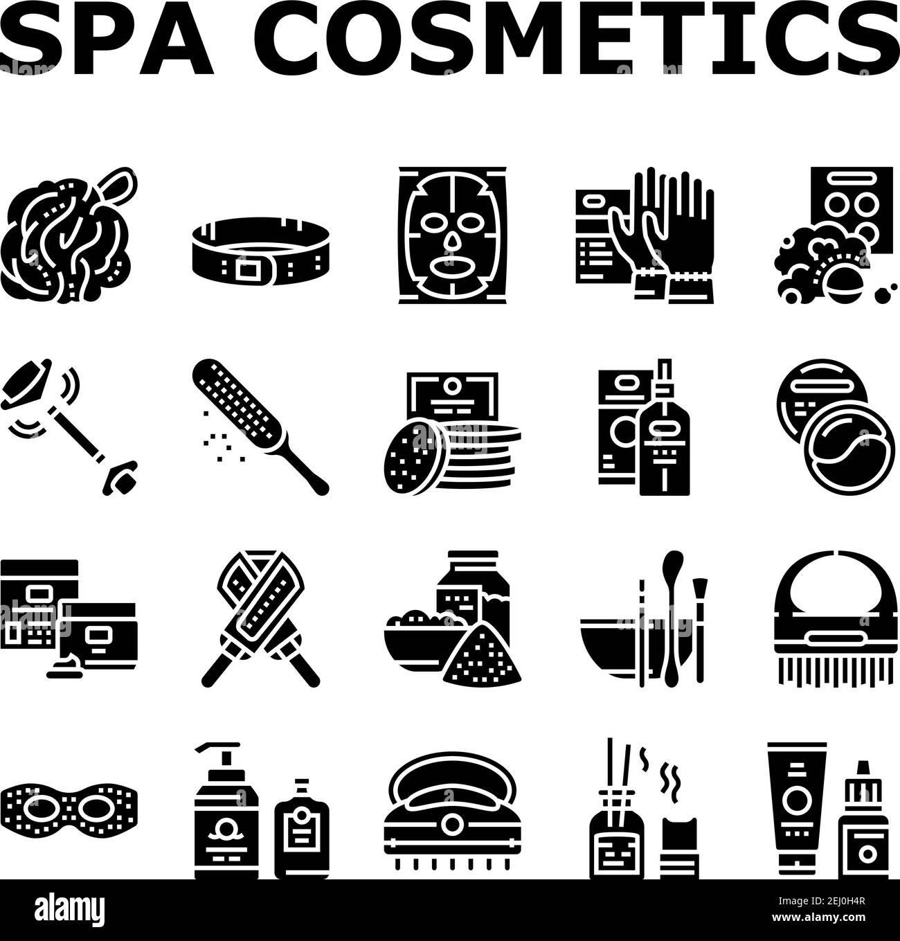 Spa Cosmetics Beauty Collection Icons Set Vector Stock Vector Image ...