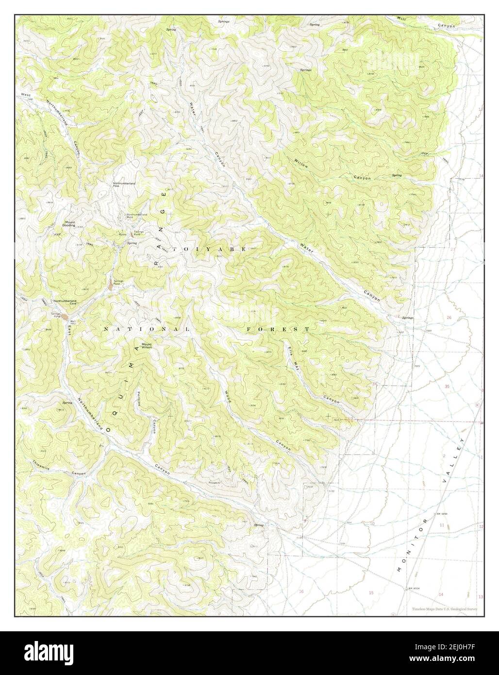 Northumberland Pass, Nevada, map 1971, 1:24000, United States of America by Timeless Maps, data U.S. Geological Survey Stock Photo