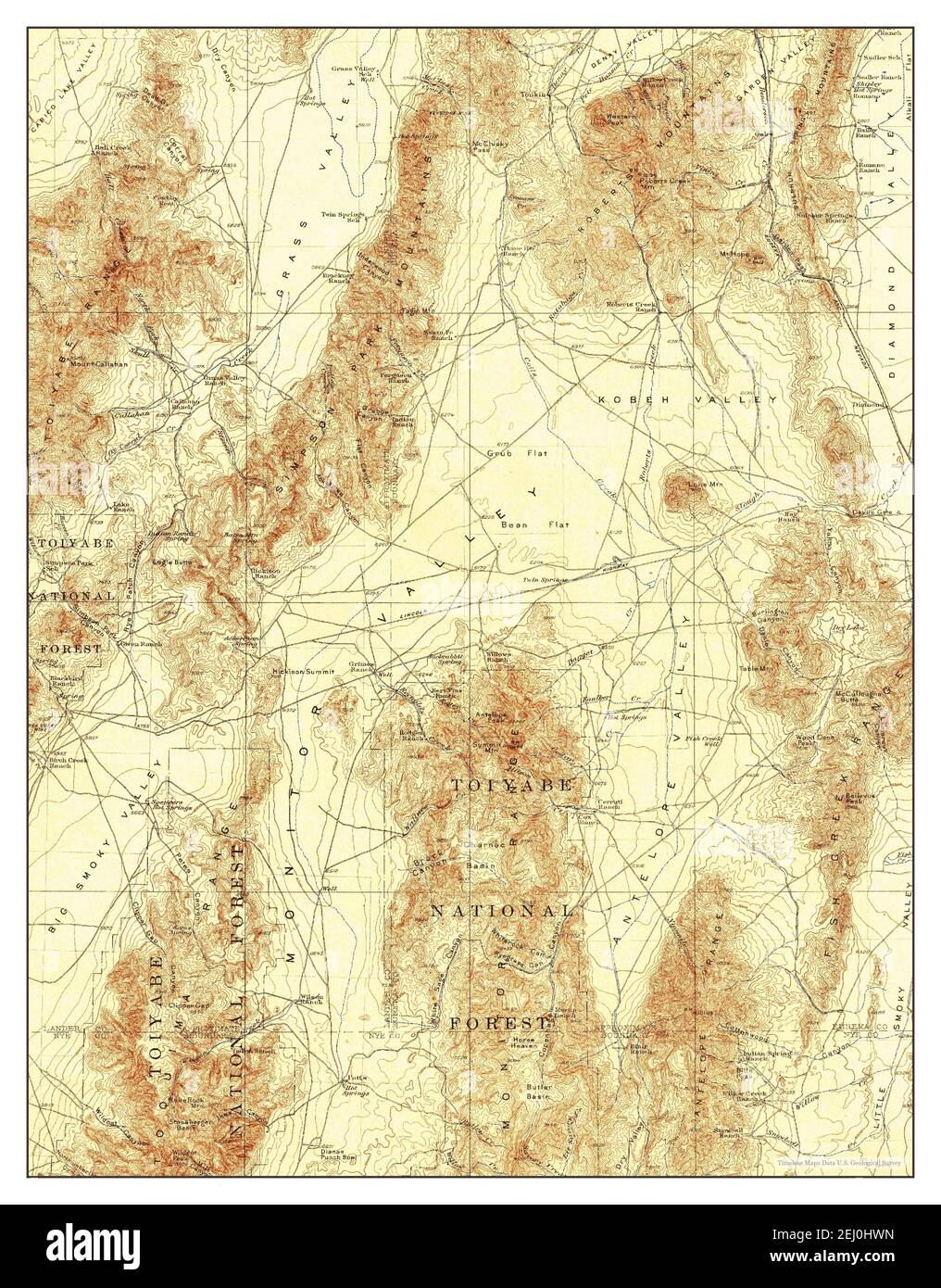 Roberts Mountains, Nevada, map 1929, 1250000, United States of America