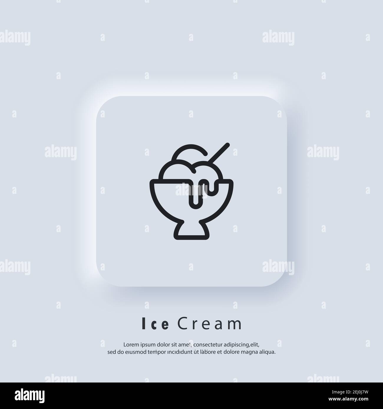 Ice cream icon. Ice cream logo. Parfait, frozen yogurt, ice cream sundae, vanilla, chocolate. Vector. UI icon. Neumorphic UI UX white user interface w Stock Vector