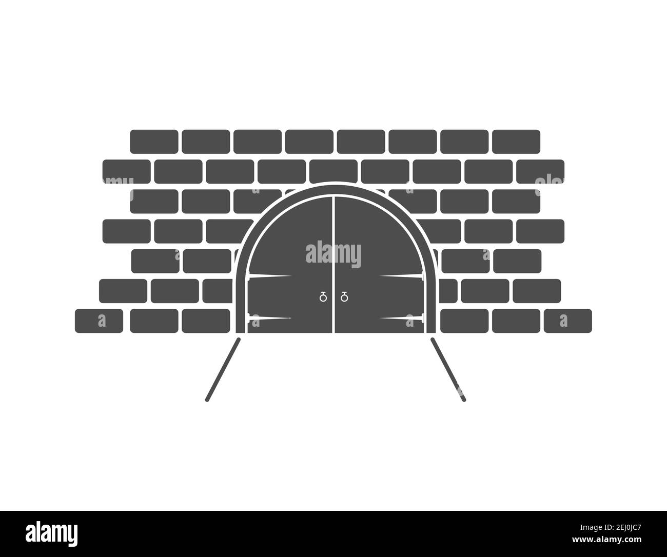 wall with a gate. Vector icon for thematic design. Flat style. Stock Vector