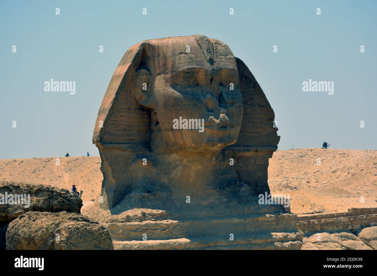 Great Sphinx of Giza, colossal limestone statue of a recumbent sphinx located in Giza, Egypt Stock Photo