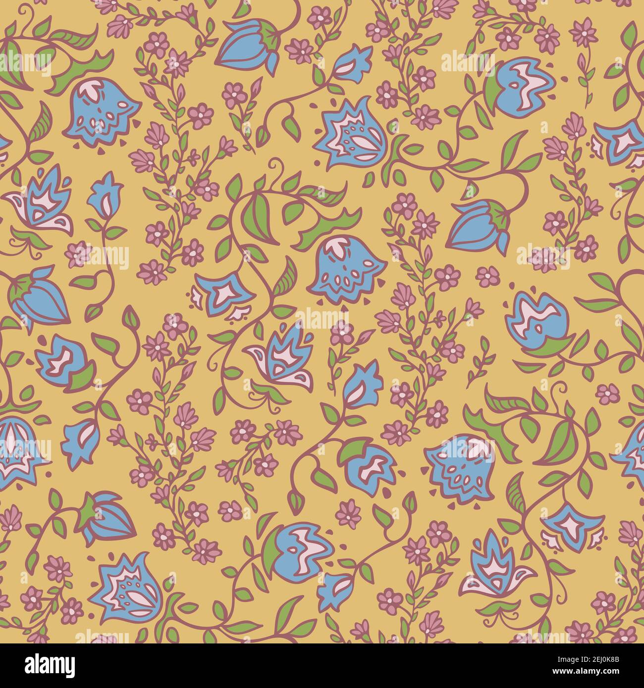 Vector seamless pattern decoration of rose flowers and leaves Stock ...