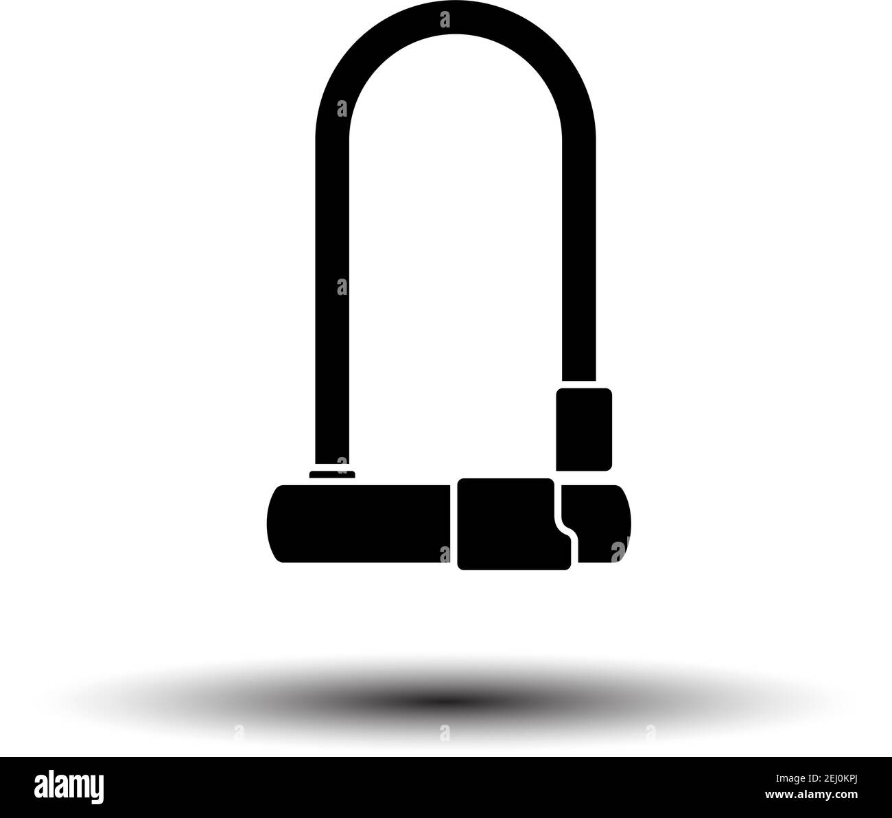 Bike Lock Icon. Black on White Background With Shadow. Vector