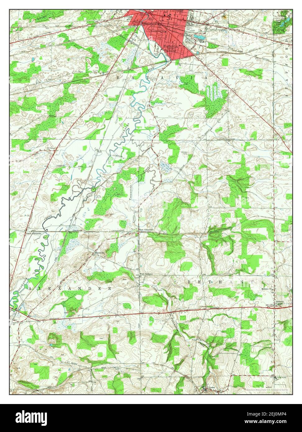 Batavia South, New York, map 1950, 124000, United States of America by Timeless Maps, data U.S