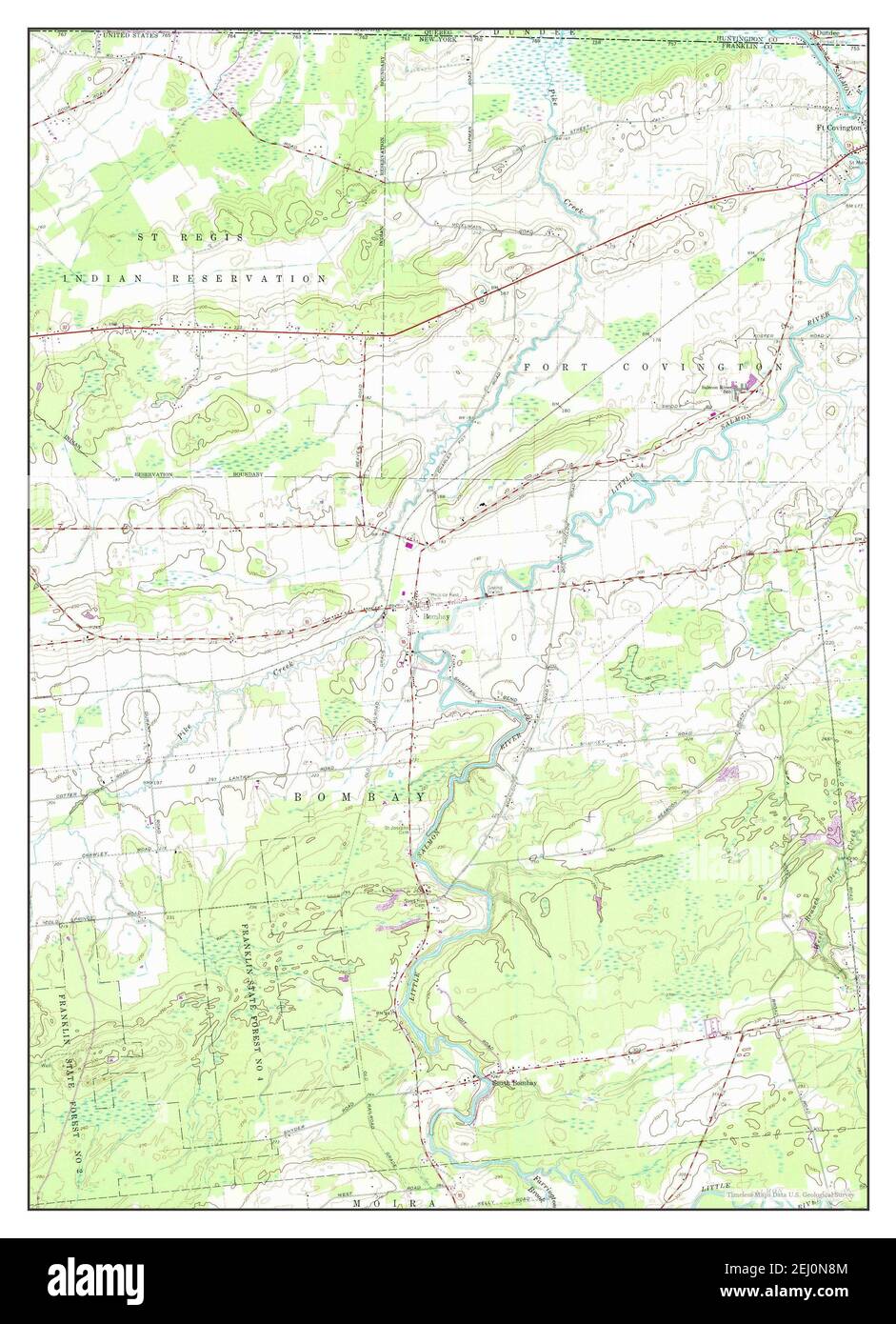 Bombay, New York, map 1964, 124000, United States of America by