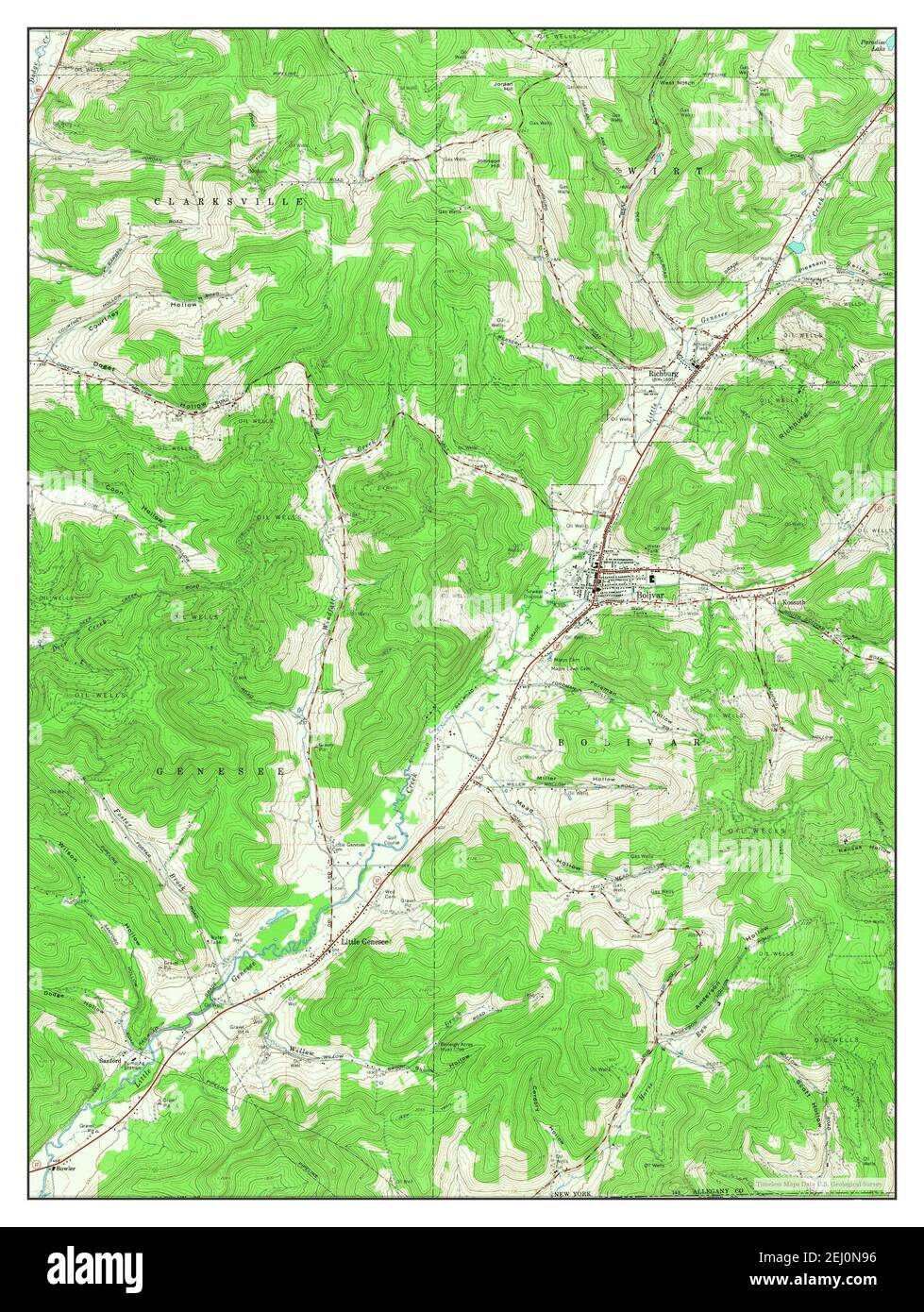 Bolivar, New York, map 1965, 124000, United States of America by