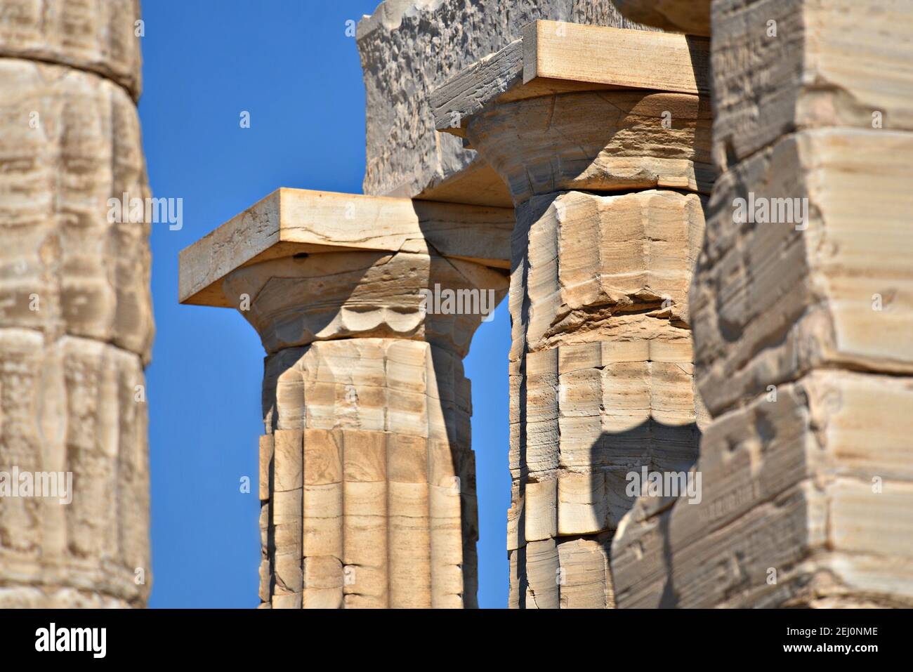 Marble column detail of the ancient Greek Doric style Temple of ...