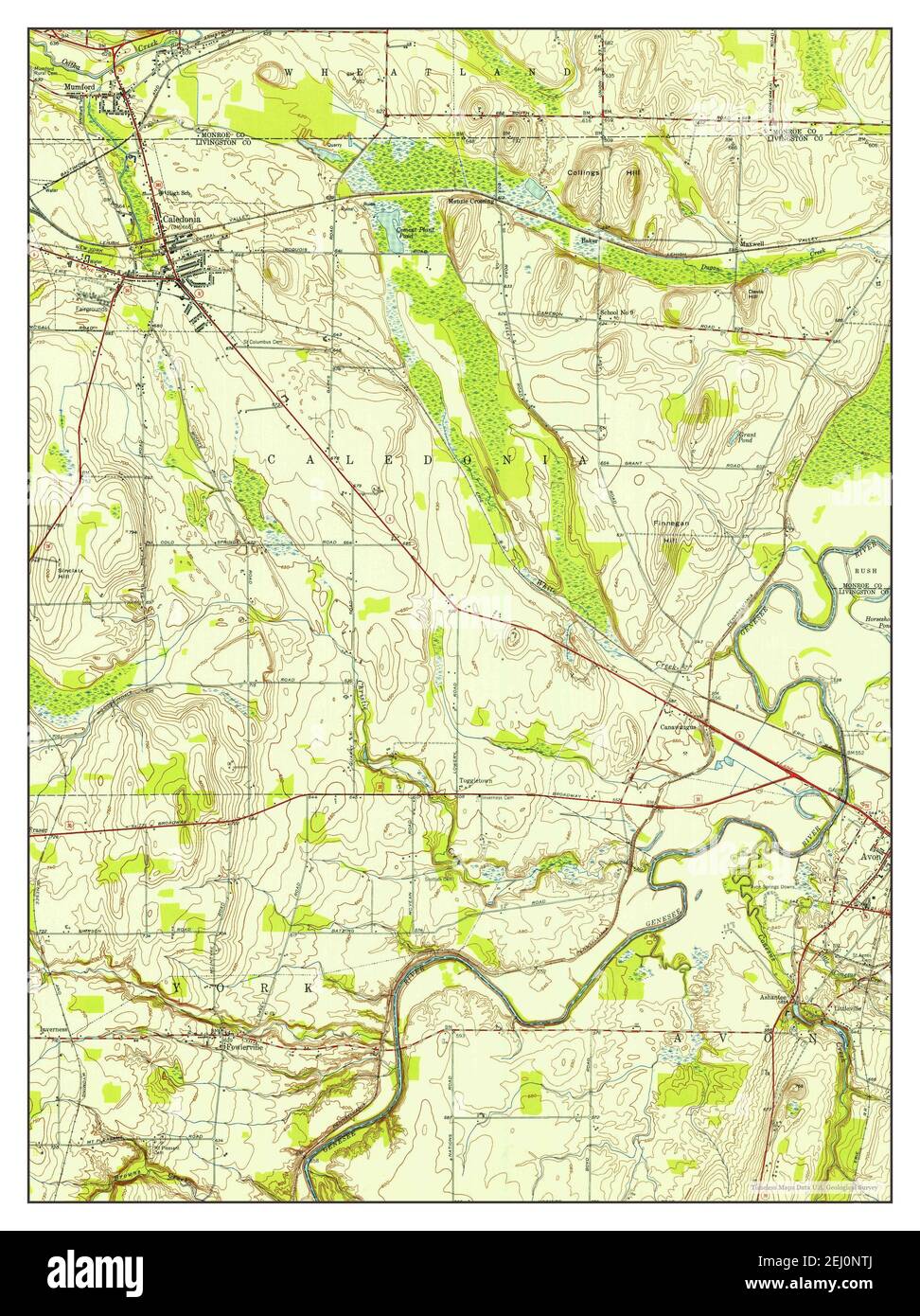 Caledonia, New York, map 1950, 124000, United States of America by