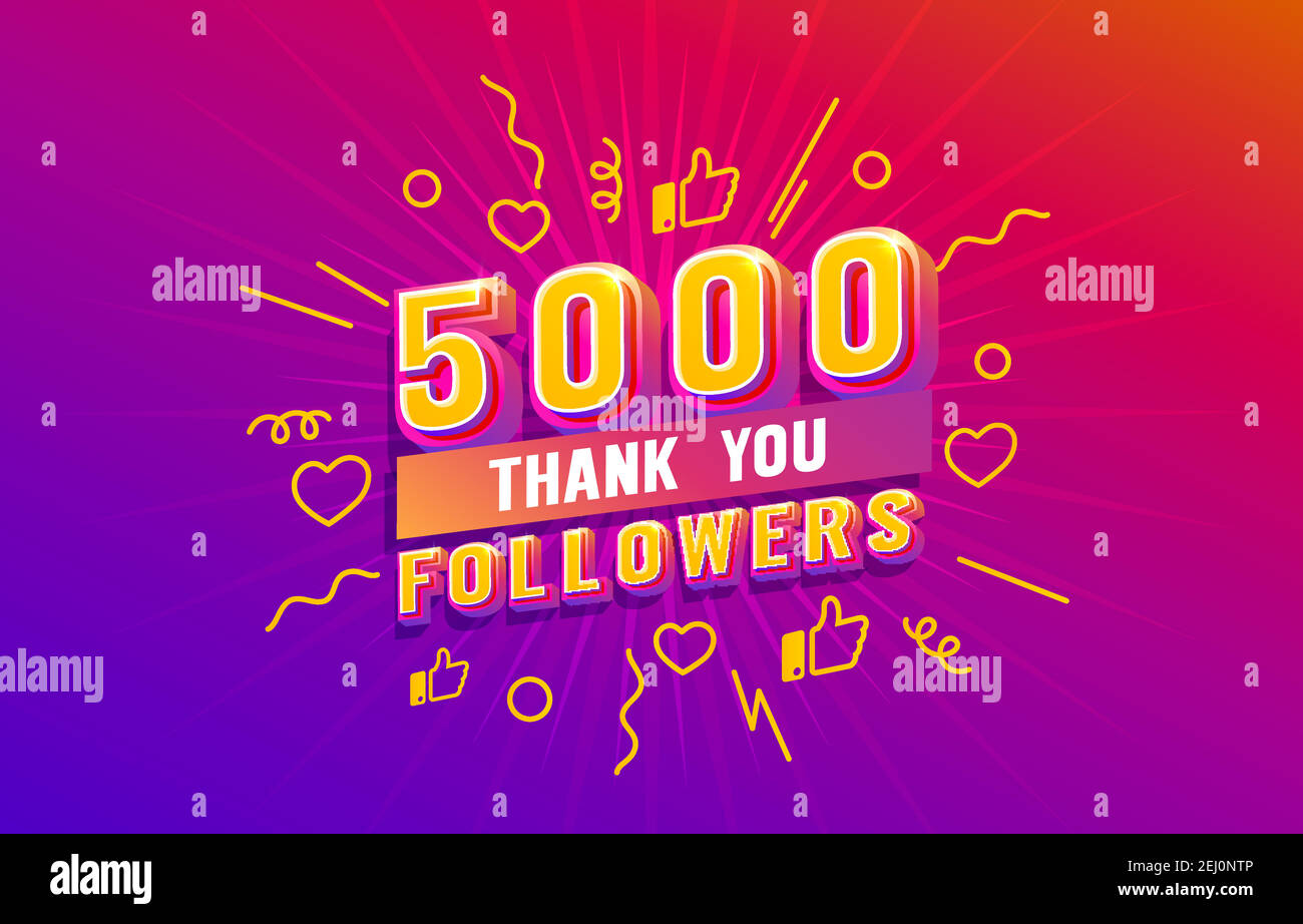 Thank you 5000 followers, peoples online social group, happy banner ...
