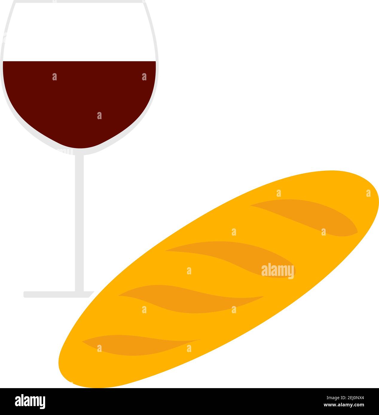 Easter Wine And Bread Icon. Flat Color Design. Vector Illustration ...