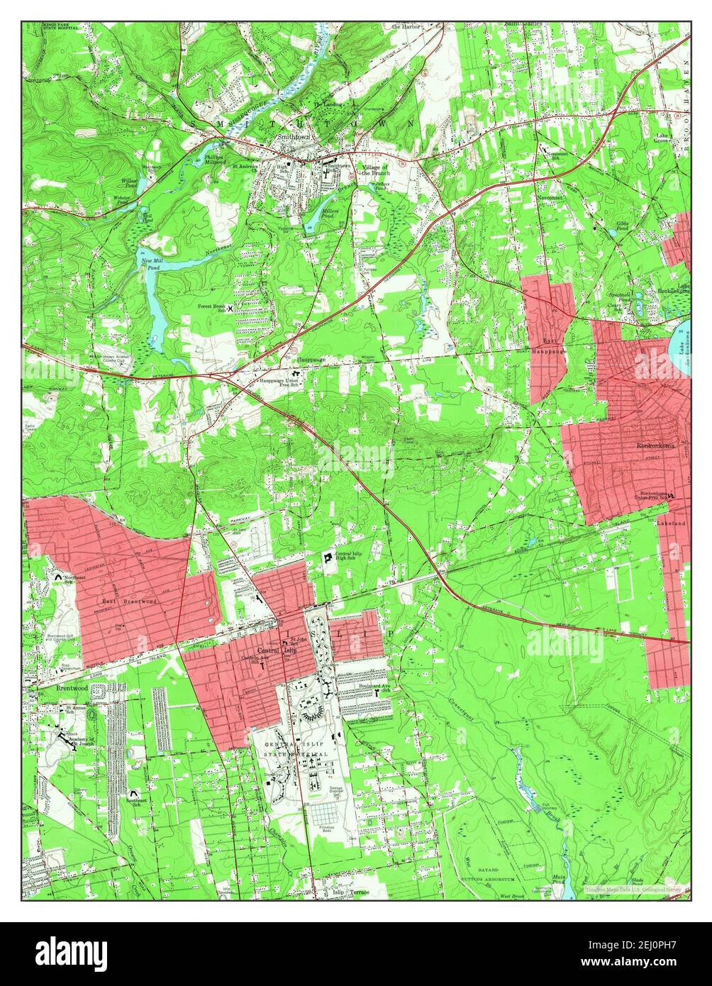 Central Islip, New York, map 1956, 124000, United States of America by