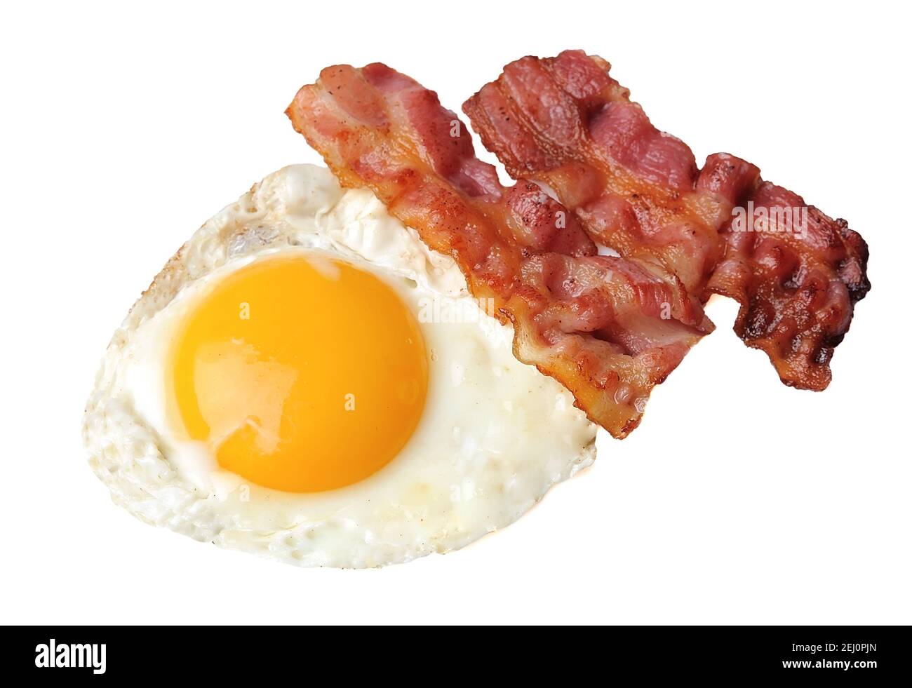 Breakfast with fried eggs and bacon isolated on white backgrounds Stock ...