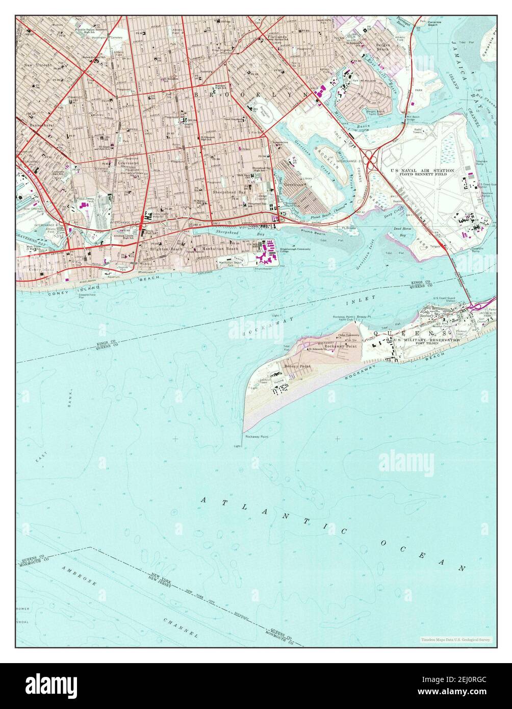 Coney Island, New York, map 1966, 1:24000, United States of America by Timeless Maps, data U.S. Geological Survey Stock Photo