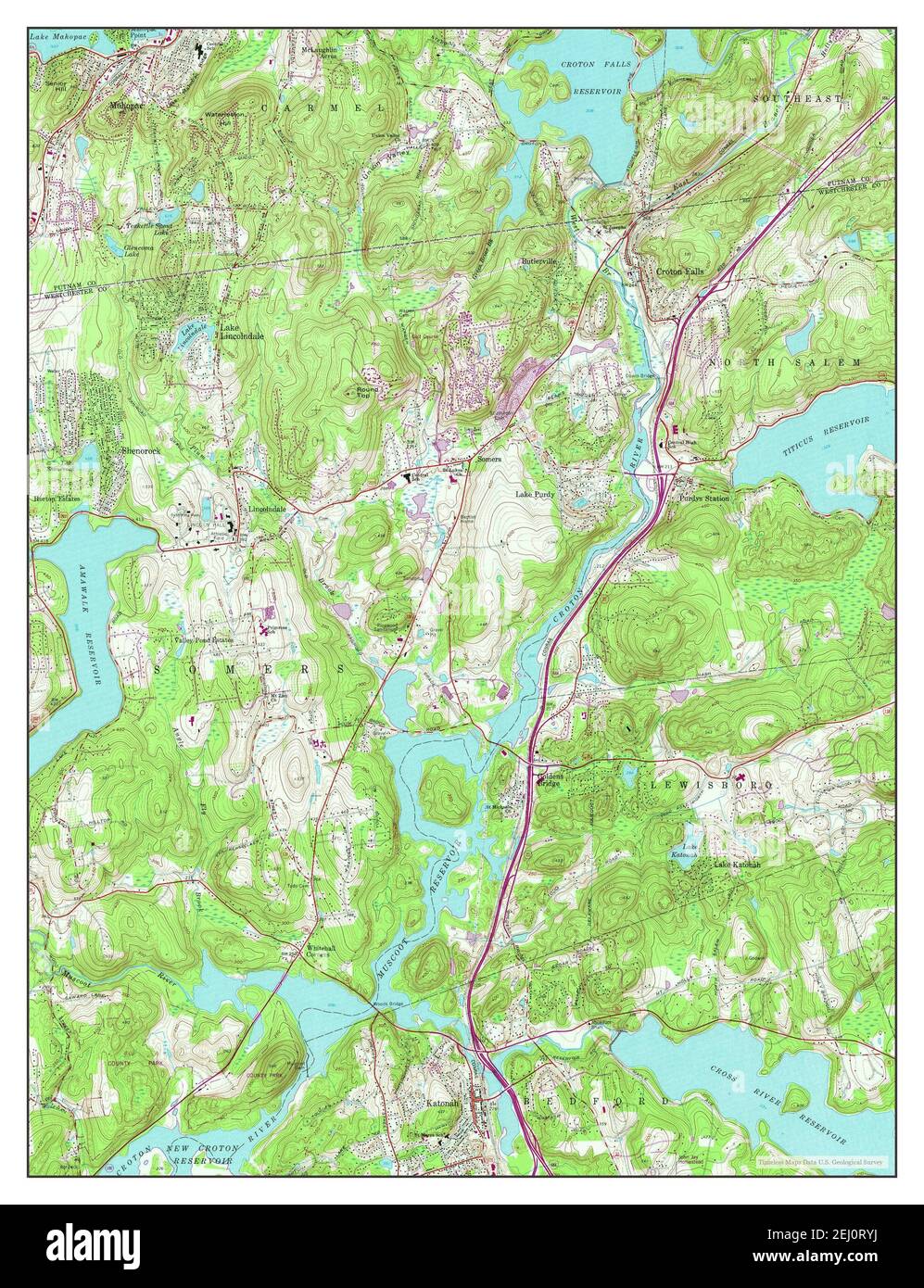 Croton Falls, New York, map 1960, 124000, United States of America by