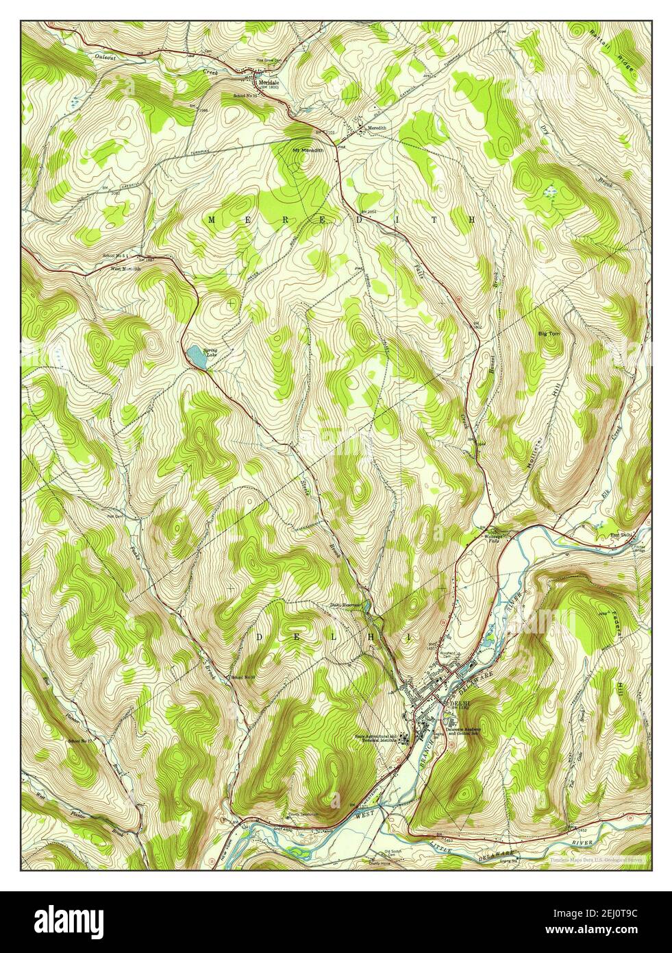 Delhi, New York, map 1943, 124000, United States of America by