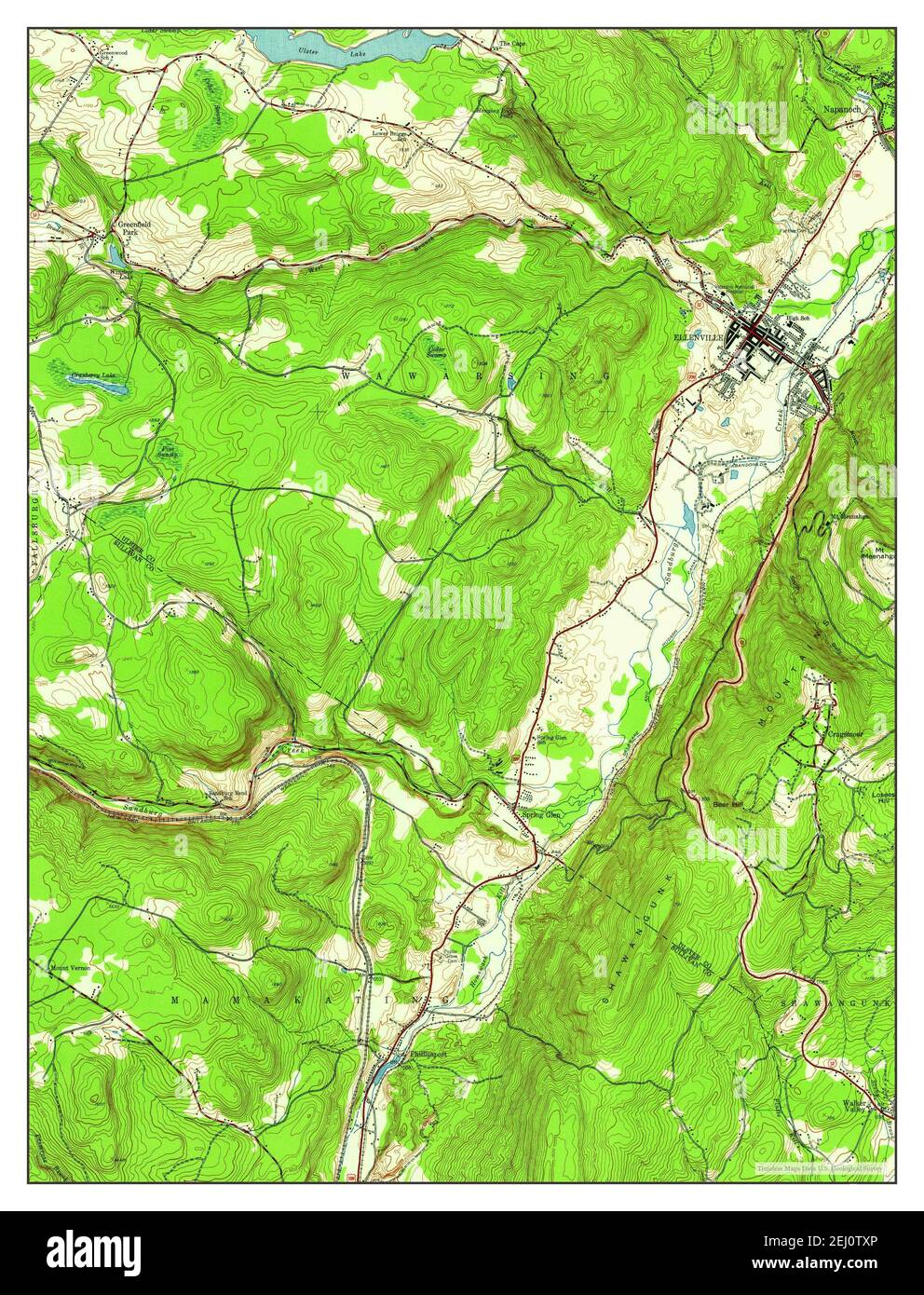 Ellenville, New York, map 1942, 124000, United States of America by Timeless Maps, data U.S