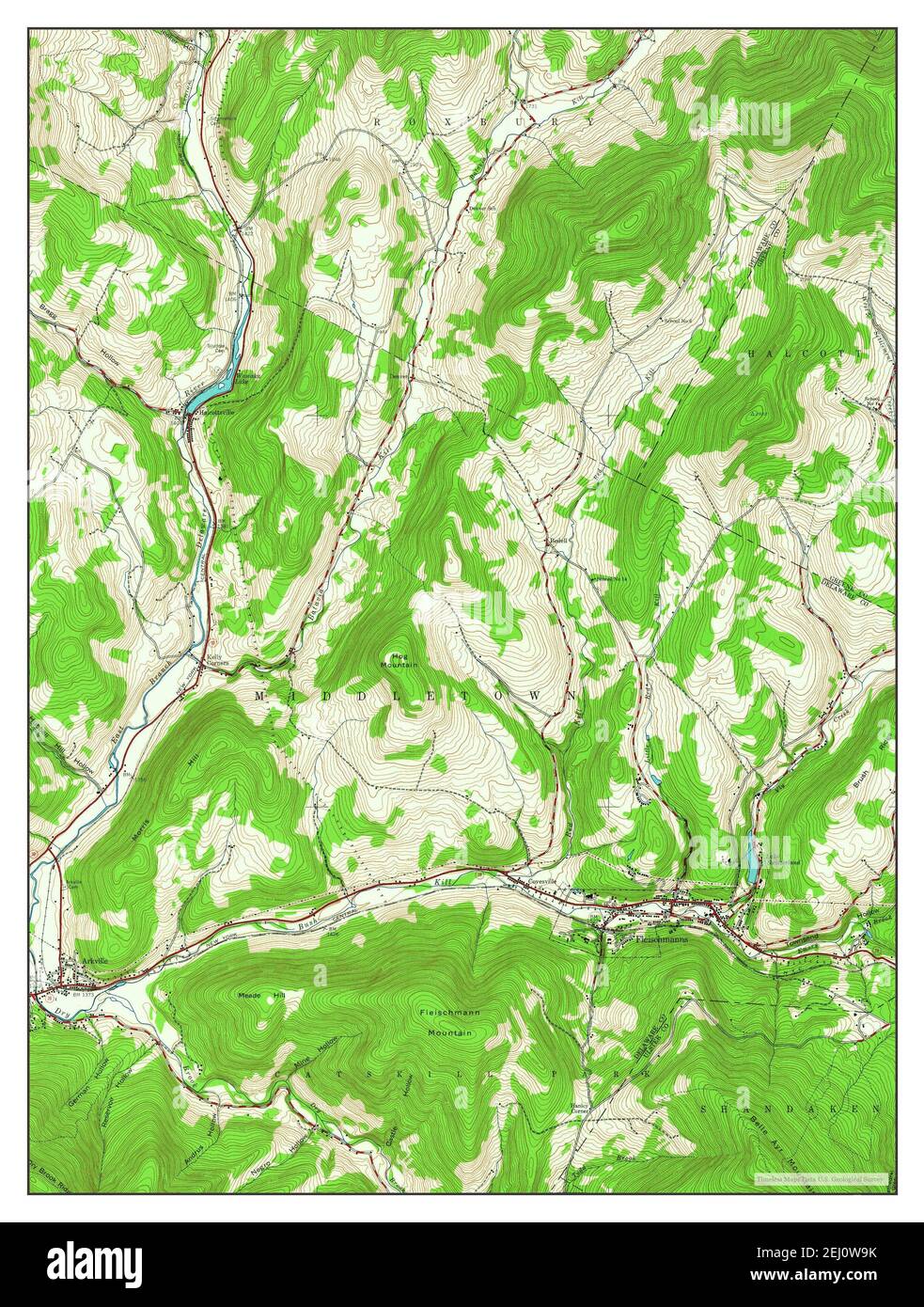 Fleischmanns, New York, map 1945, 124000, United States of America by