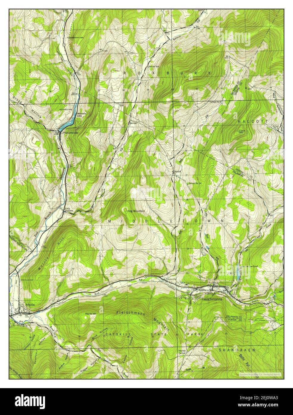 Fleischmanns, New York, map 1945, 124000, United States of America by
