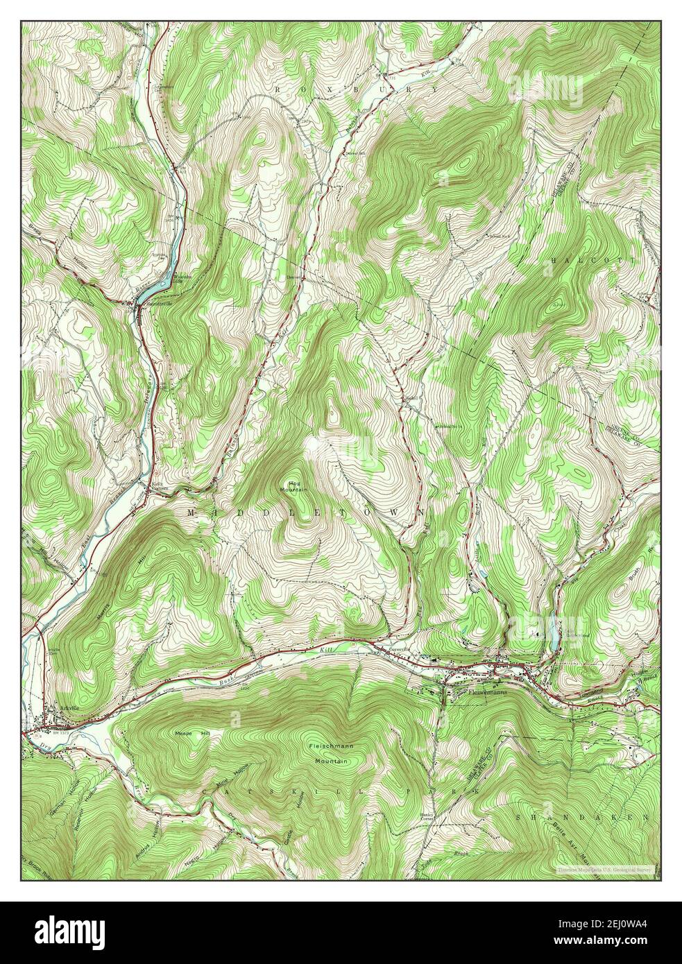 Fleischmanns, New York, map 1945, 124000, United States of America by