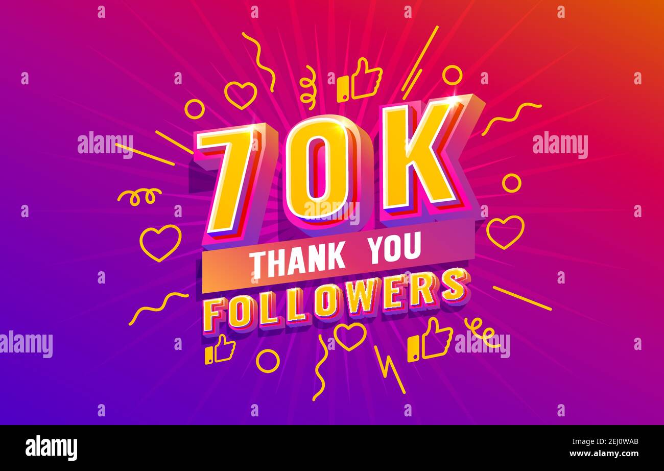 Thank you 70k followers, peoples online social group, happy banner ...