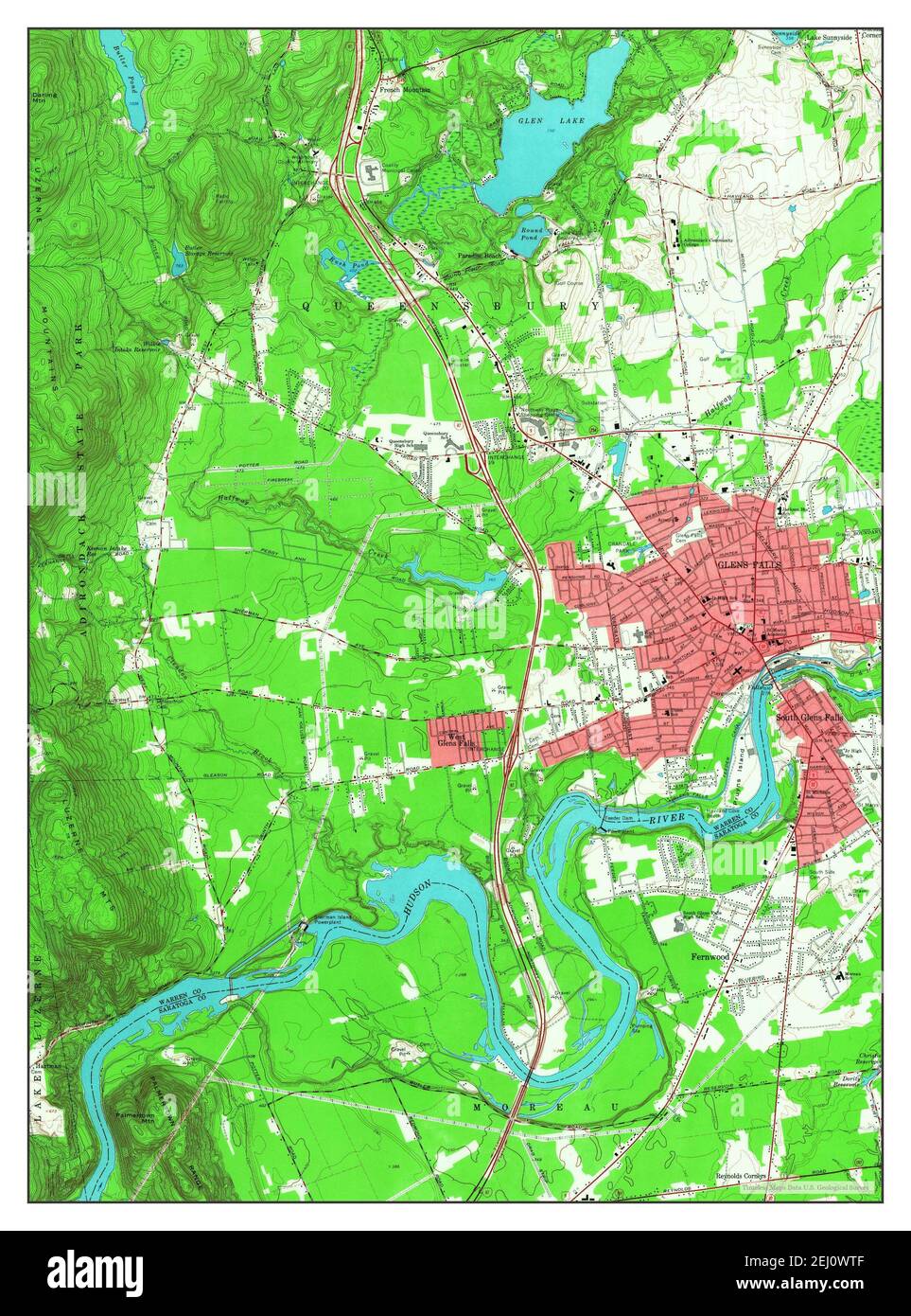 Glens Falls, New York, map 1966, 124000, United States of America by Timeless Maps, data U.S