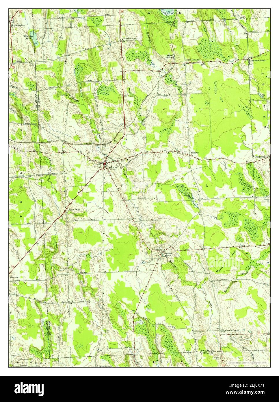 Hannibal, New York, map 1954, 124000, United States of America by