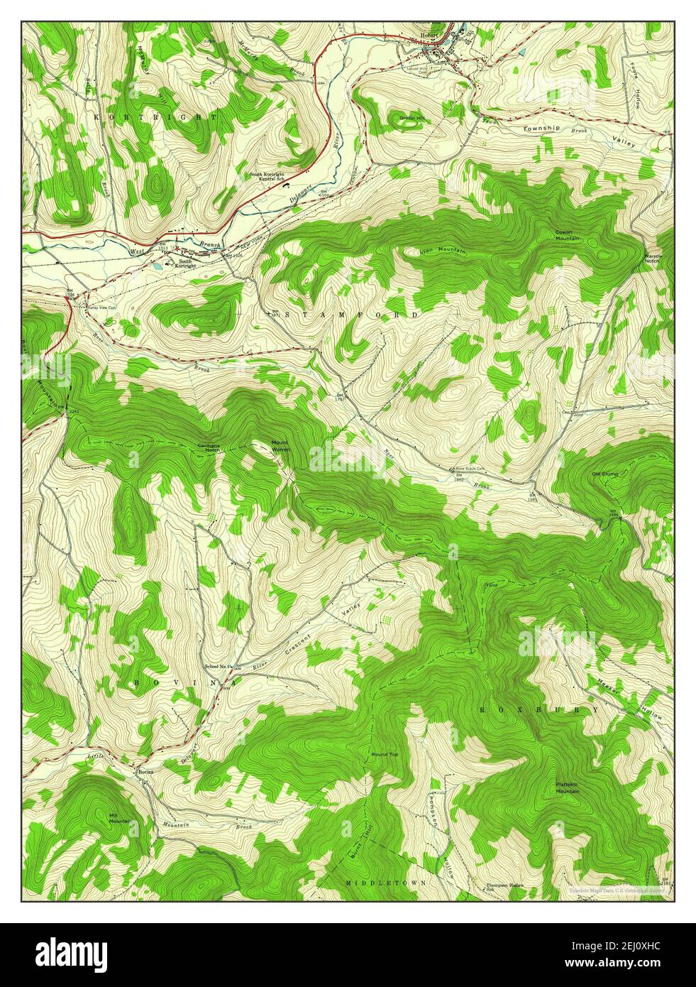 Hobart, New York, map 1945, 124000, United States of America by