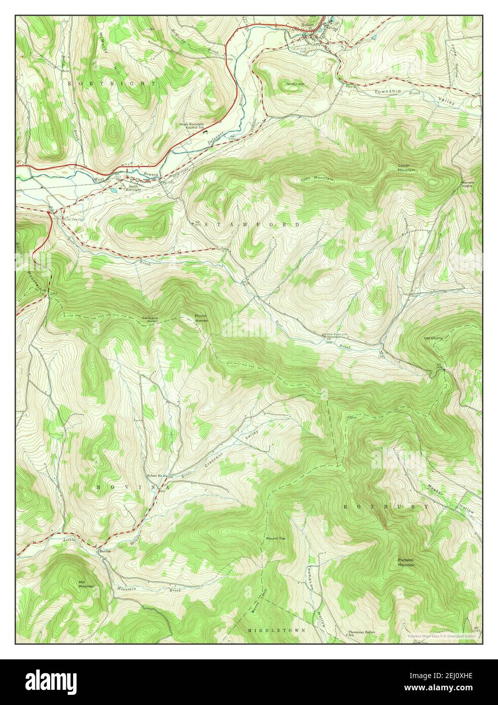 Hobart, New York, map 1945, 124000, United States of America by