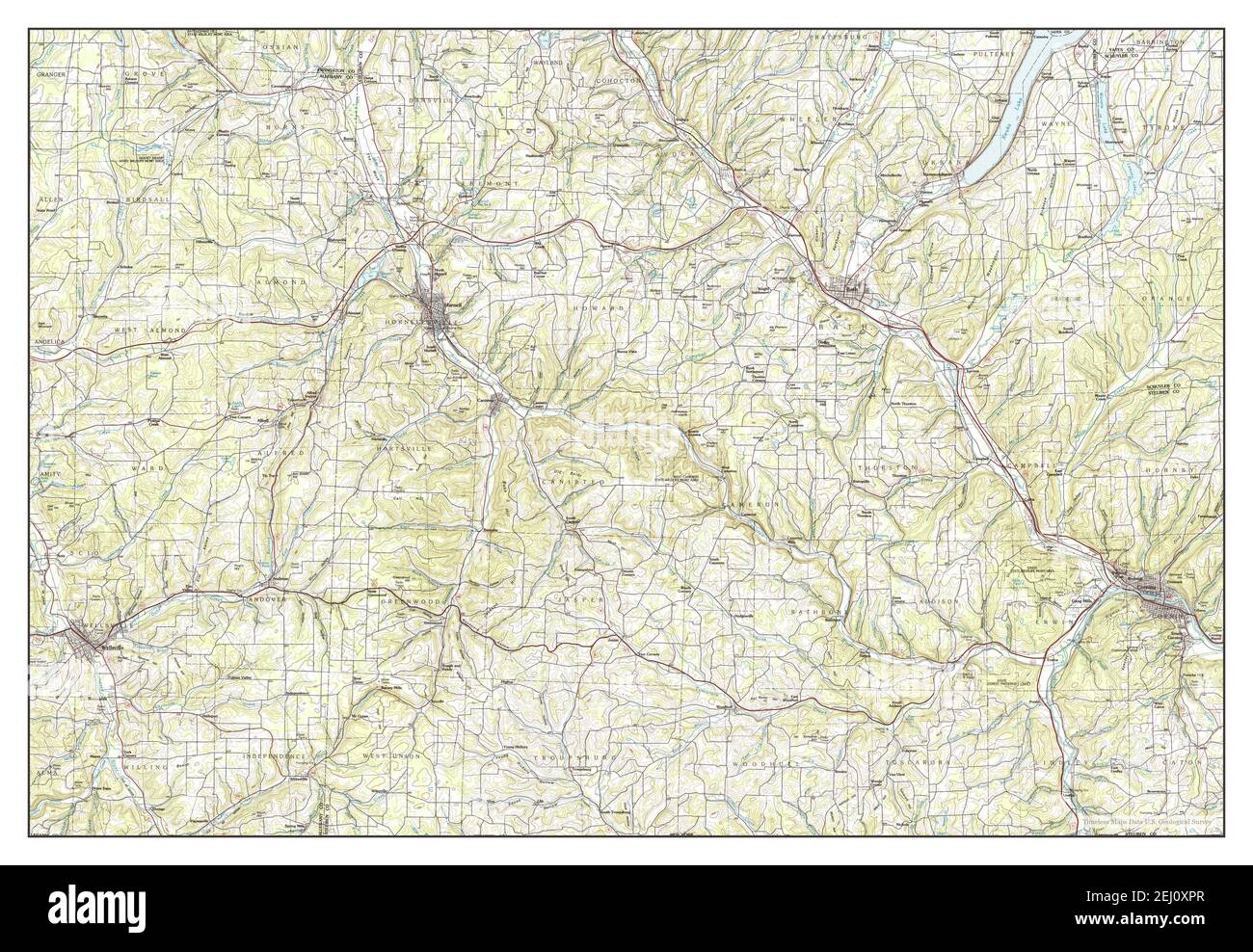 Hornell, New York, map 1986, 1100000, United States of America by