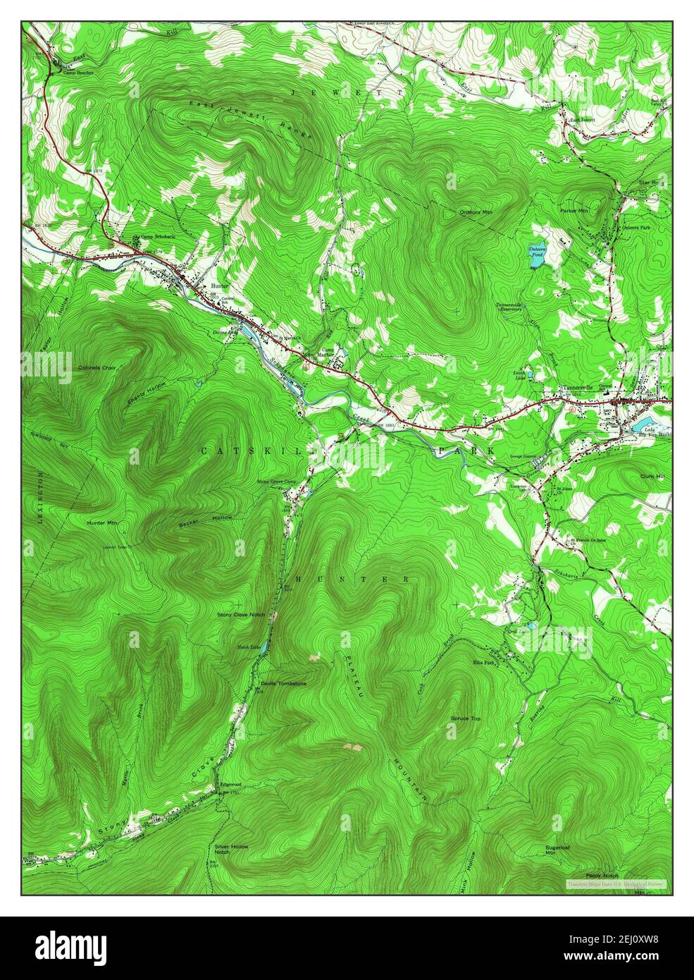 Hunter, New York, map 1945, 124000, United States of America by