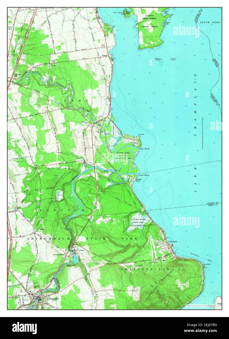 Keeseville, New York, map 1966, 1:24000, United States of America by Timeless Maps, data U.S. Geological Survey Stock Photo