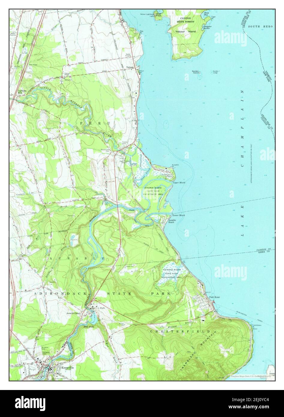 Keeseville, New York, map 1966, 1:24000, United States of America by Timeless Maps, data U.S. Geological Survey Stock Photo