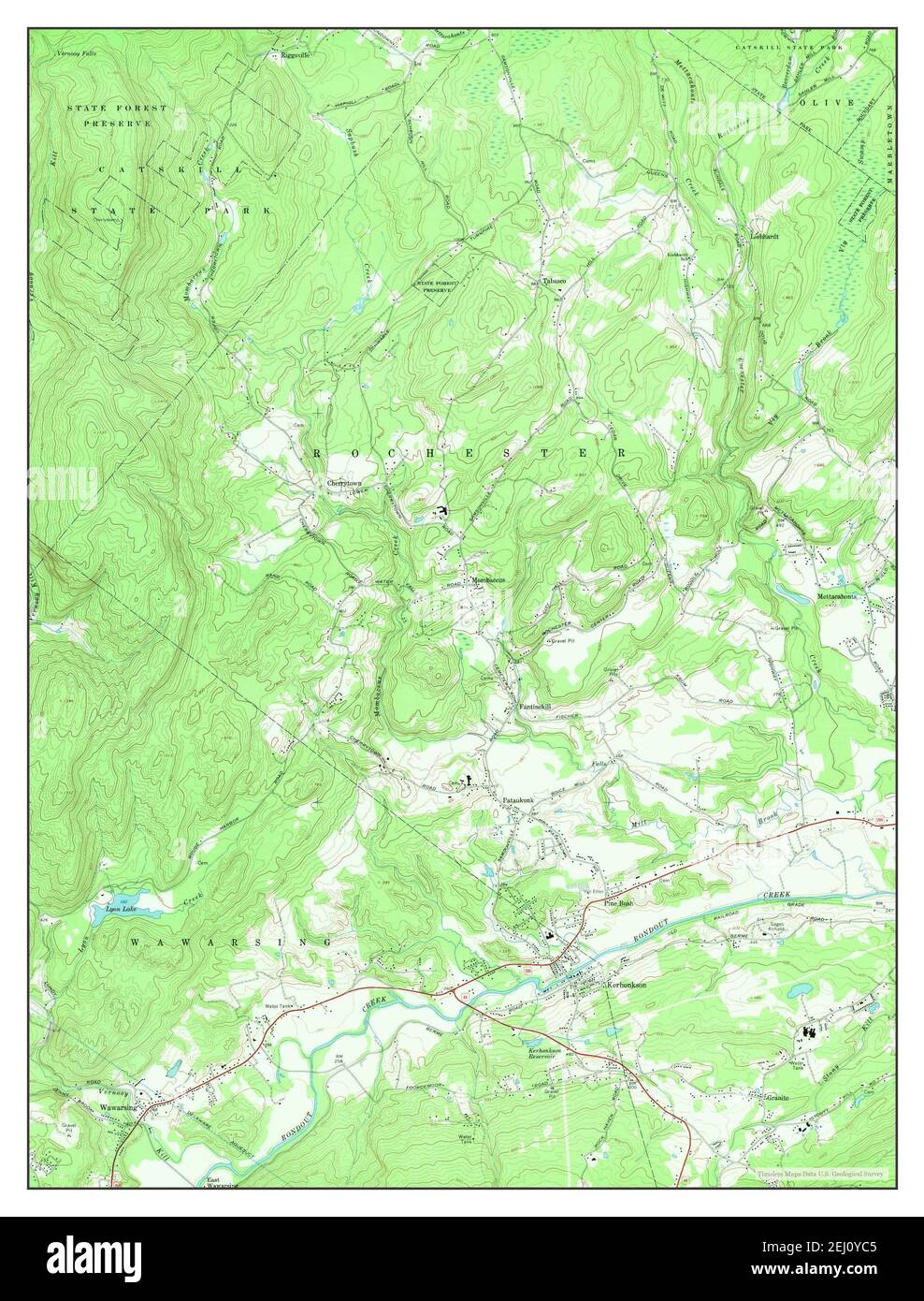 Kerhonkson, New York, map 1969, 1:24000, United States of America by Timeless Maps, data U.S. Geological Survey Stock Photo