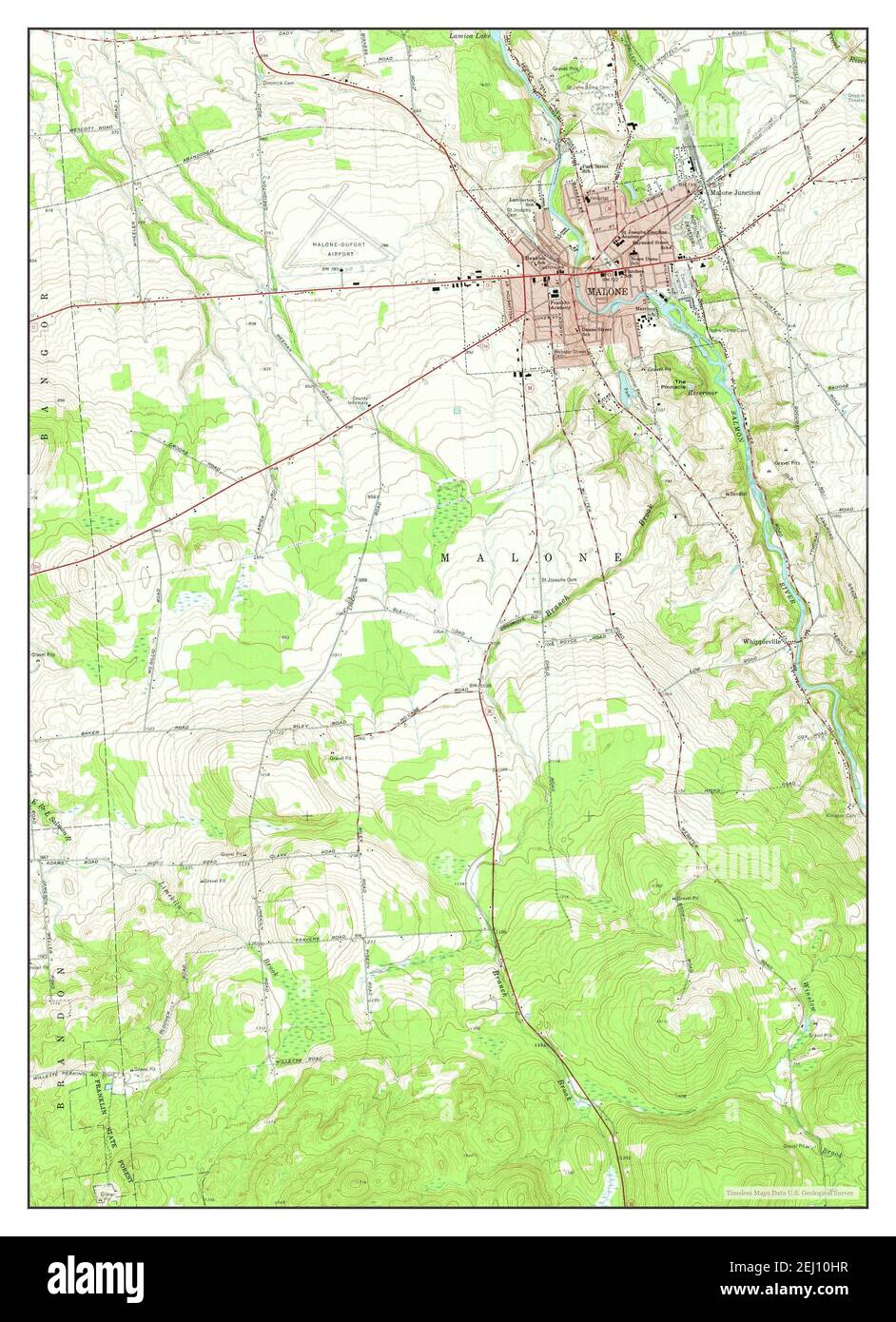 Malone, New York, map 1964, 124000, United States of America by