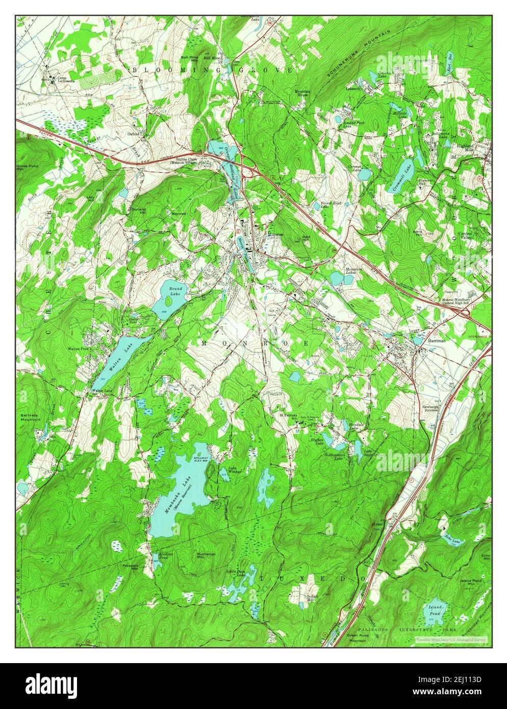 Monroe, New York, map 1957, 124000, United States of America by