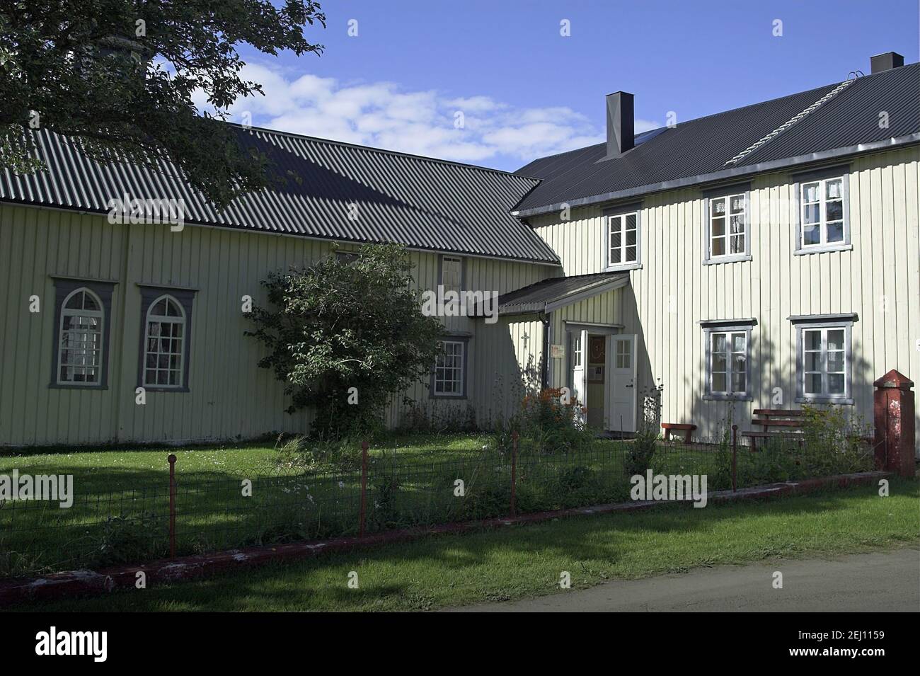 Storfjord gård, Lofoten, Norway, Norwegen; Cistercienserklosteret Fjordenes dronning; Zisterzienserkloster; Cistercian monastery; Klasztor Cystersów Stock Photo