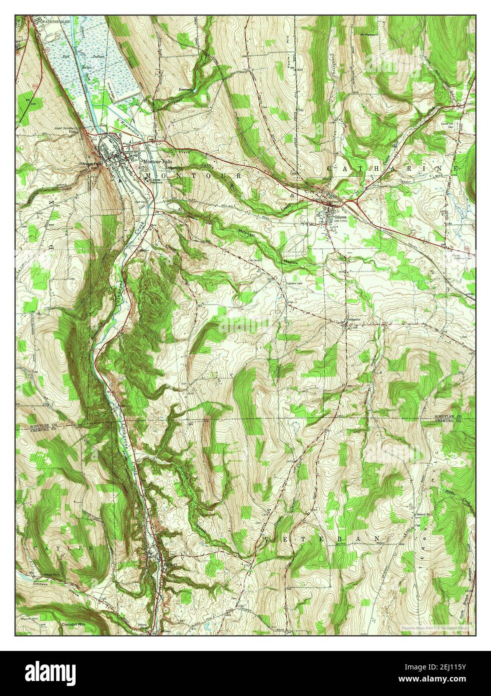 Montour Falls, New York, map 1950, 124000, United States of America by Timeless Maps, data U.S
