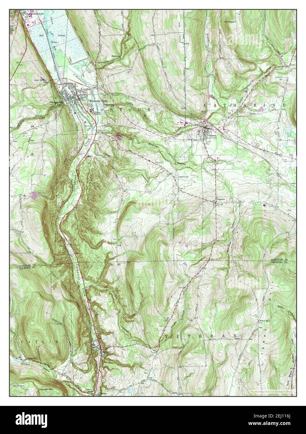Montour Falls, New York, map 1950, 124000, United States of America by Timeless Maps, data U.S