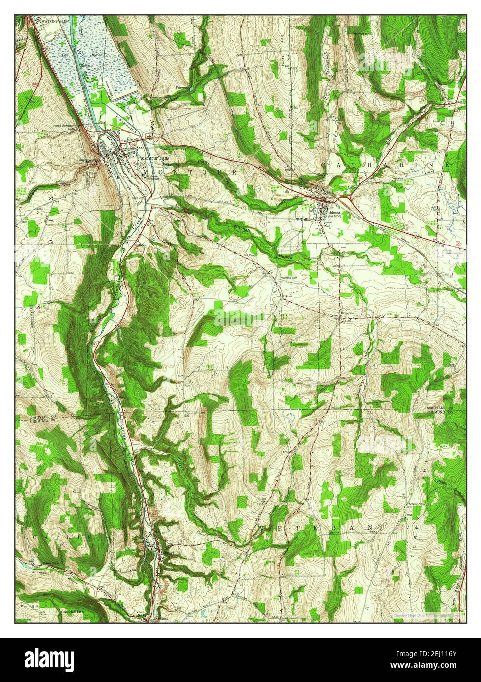 Montour Falls, New York, map 1961, 124000, United States of America by Timeless Maps, data U.S