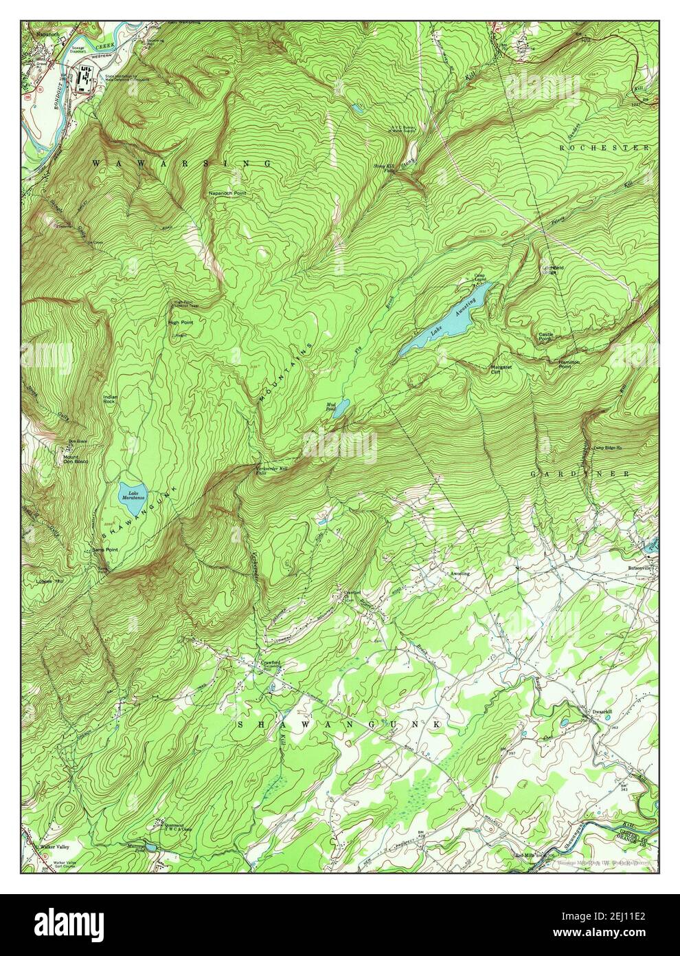 Napanoch, New York, map 1956, 124000, United States of America by