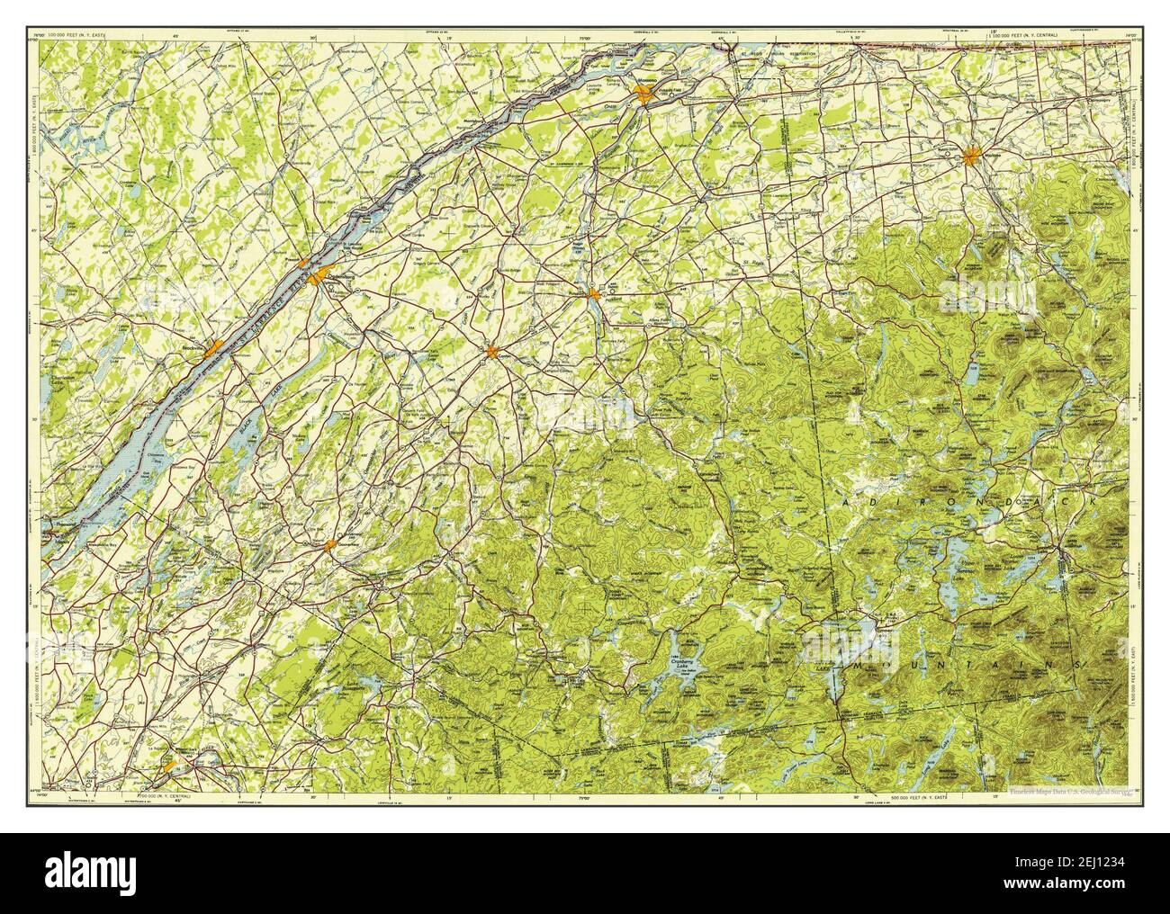 Ogdensburg, New York, map 1953, 1:250000, United States of America by Timeless Maps, data U.S. Geological Survey Stock Photo