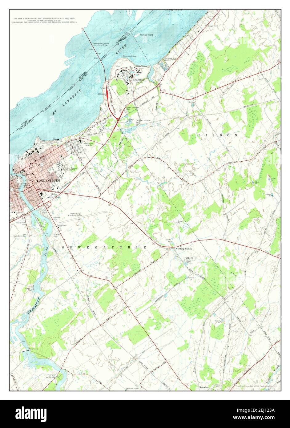 Ogdensburg East, New York, map 1963, 124000, United States of America
