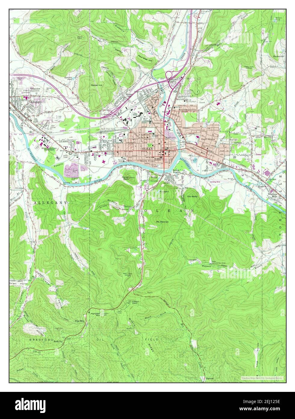 Olean, New York, map 1961, 124000, United States of America by Timeless Maps, data U.S