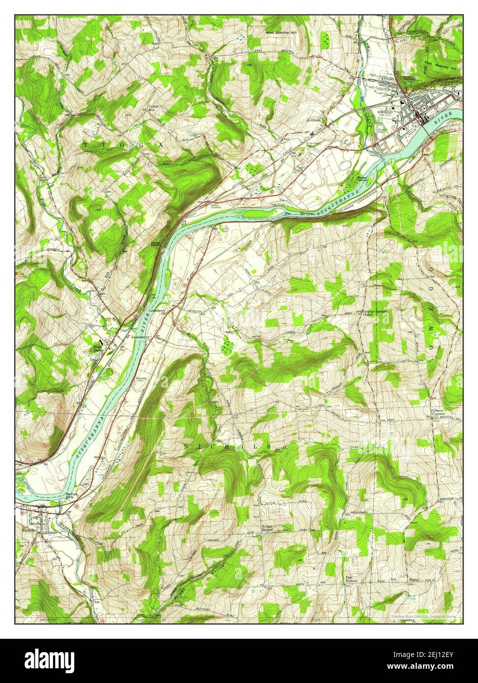 Owego, New York, map 1956, 124000, United States of America by
