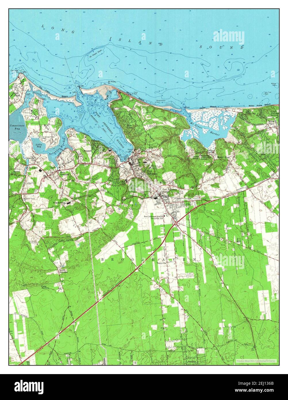 Port Jefferson, New York, map 1955, 1:24000, United States of America by Timeless Maps, data U.S. Geological Survey Stock Photo