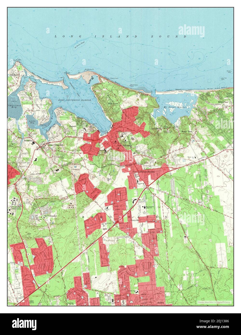 Port Jefferson, New York, map 1967, 1:24000, United States of America by Timeless Maps, data U.S. Geological Survey Stock Photo