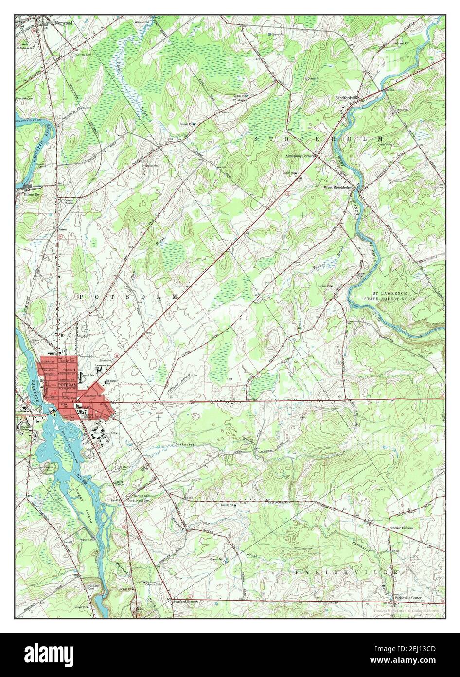 Potsdam, New York, map 1964, 124000, United States of America by