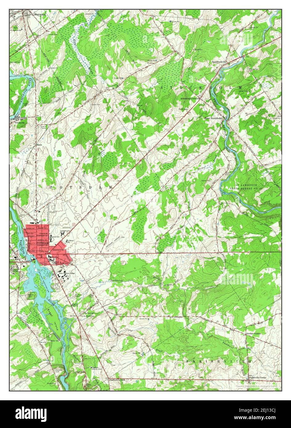 Potsdam, New York, map 1964, 124000, United States of America by